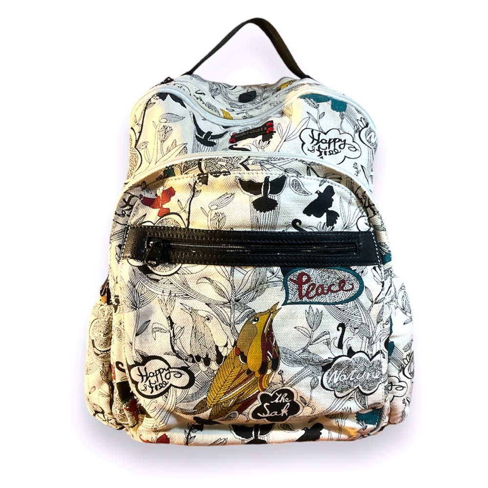 SakRoots Peace Birds Backpack Book bag Multicolored Canvas Preloved